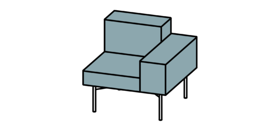 hm102n1 3-seat sofa/ angled backrest